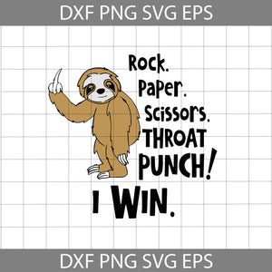 Rock paper scissors throat punch I win sloth svg, Sloth Svg, Animal Svg, Cricut File, Clipart, Svg, Png, Eps, Dxf