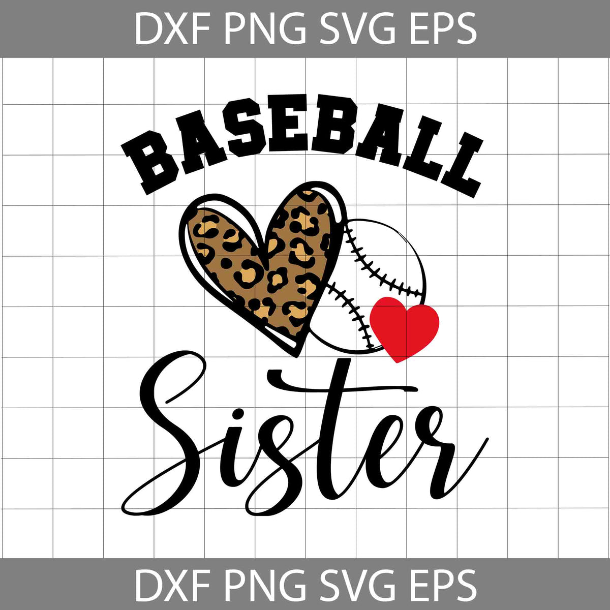 Download Baseball Sister Leopard Heart Softball Svg, Sister svg ...