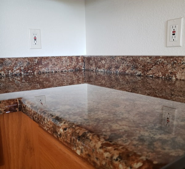 An epoxy countertop with a clean, glasslike finish.