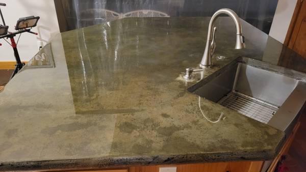 An epoxy stone kitchen countertop.