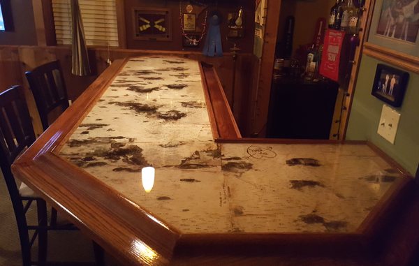 A large epoxy bar top.