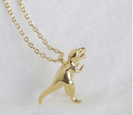 Lisa Angel Necklace - Gold T-Rex Dinosaur