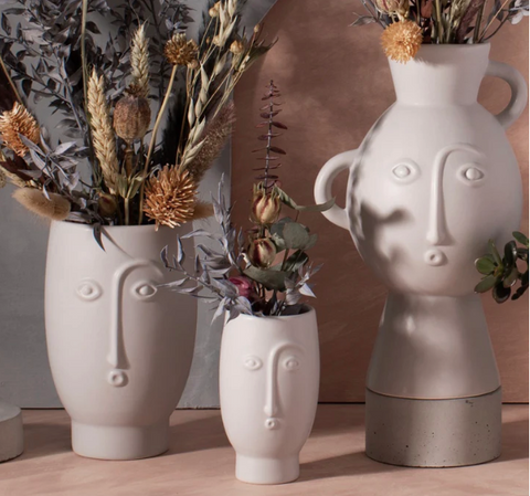 Sass & Belle Mini Face Vase Matt Grey Gifts Under £10