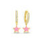 Trendy  Pink Enamel Star Charm Hoop Earring 925 Crt Sterling Silver Gold Plated Wholesale Turkish Jewelry