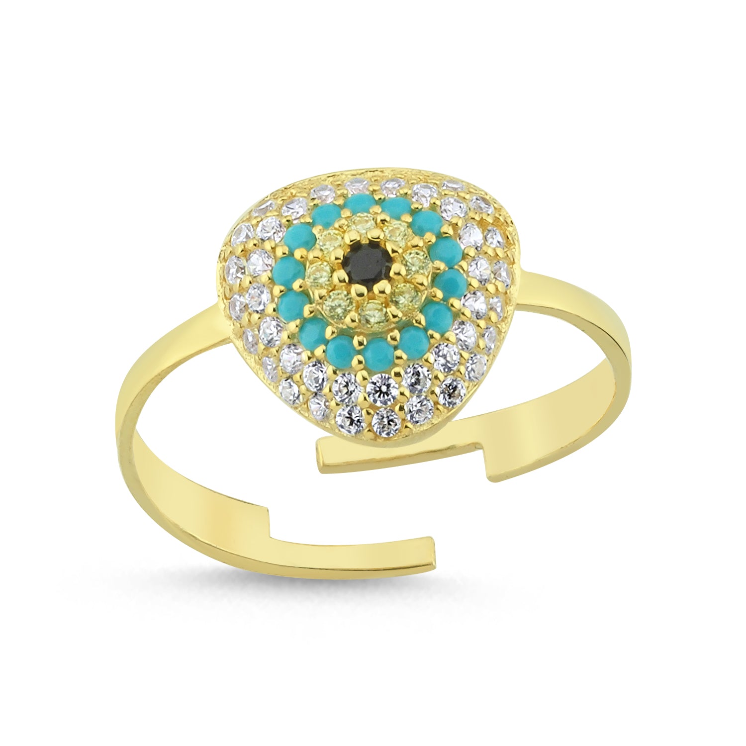 Trendy Colorful Zirconia Evileye Adjustable Ring 925 Crt Sterling Silv –  Lios Wholesale Jewellery
