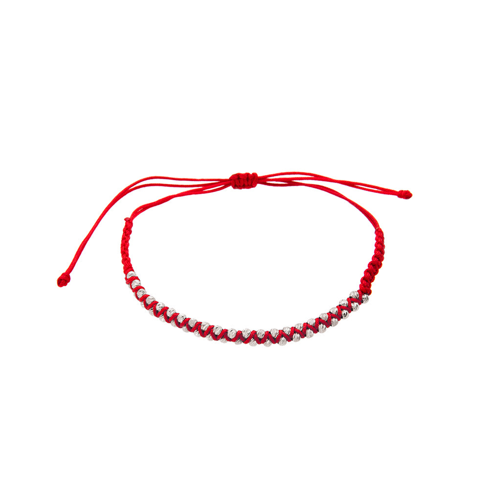 Laser Silver Bead Red Macrame Adjustable Bracelet 925 Crt Wholesale Turkish Silver Jewelry
