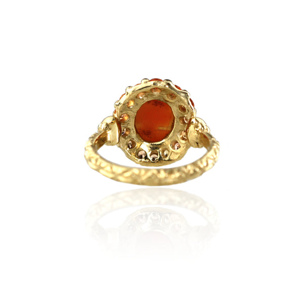 Cameo and Orange Sapphire Halo Ring – Gill Wing Jewellery