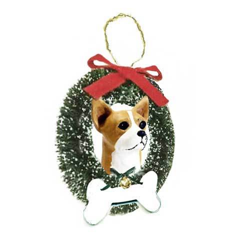 Chihuahua, Smooth, Wreath and Bone Ornament