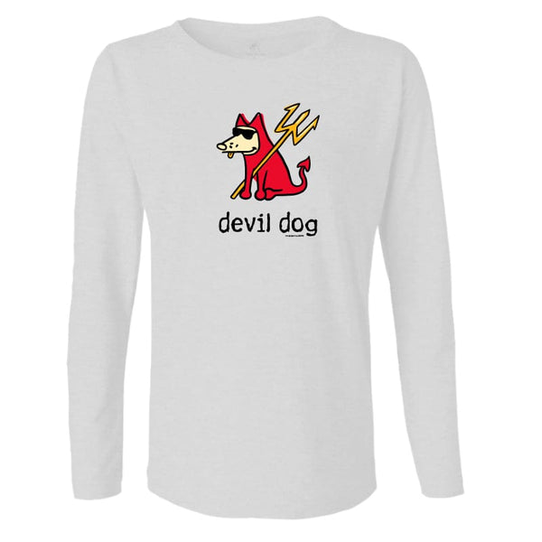 Devil Dog - Ladies Curvy V-Neck Tee Shirt | Cardinal | 22-24 | Cotton/Polyester | Teddy The Dog