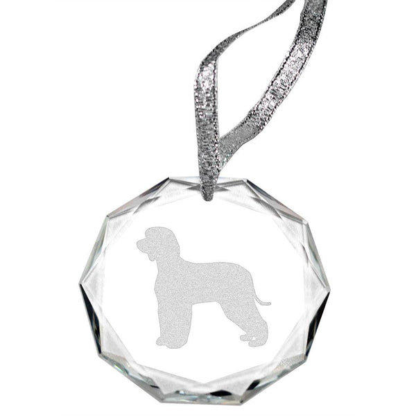 Irish Water Spaniel Laser Engraved Round Facet Crystal Ornament