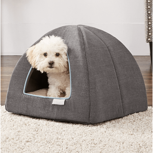 Frisco Igloo Covered Dog Bed, Gray | AKC Shop