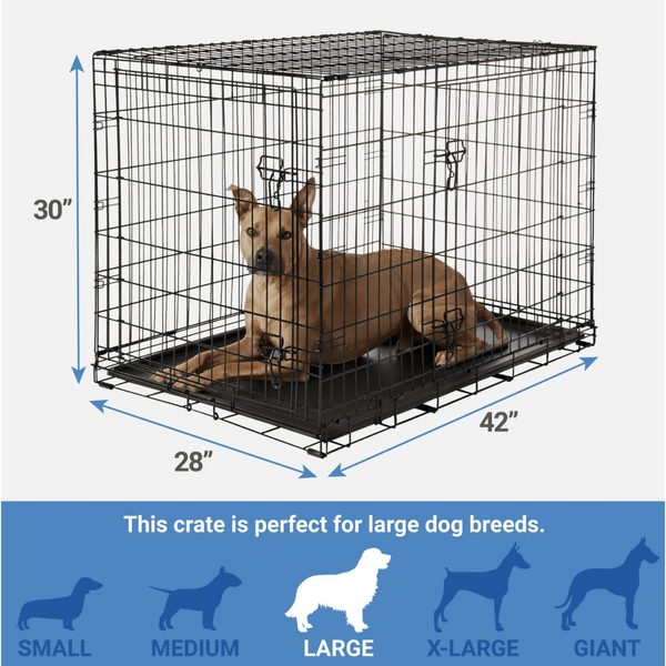 Frisco Fold & Carry Double Door Collapsible Wire Dog Crate | AKC Shop