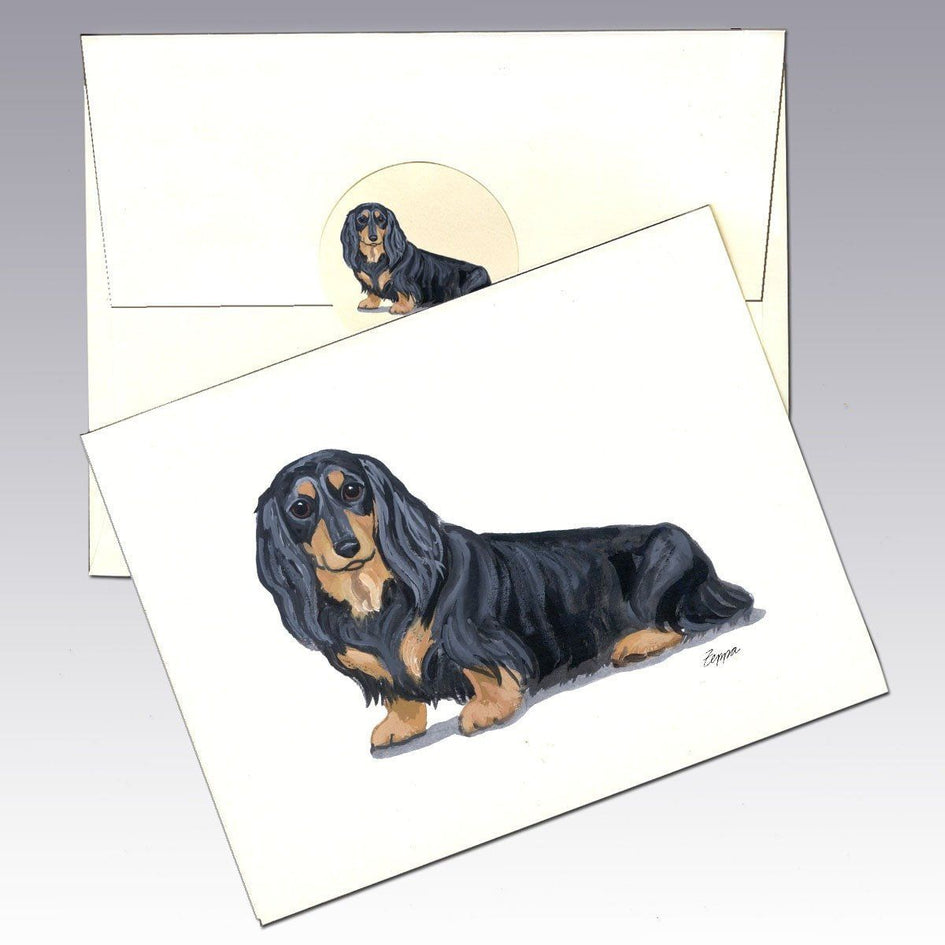 Dachshund, Black And Tan Longhair Note Cards | Akc Shop