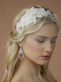 Handmade Wedding Headband with European Lace Applique & Petite Veil 4090HB