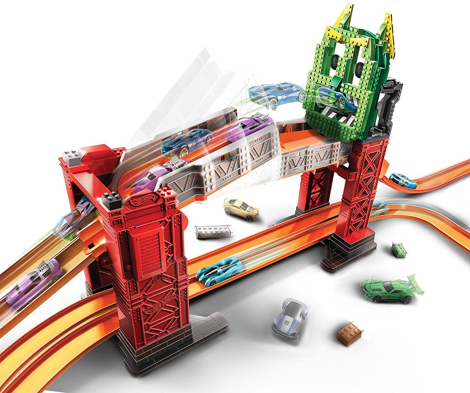 hot wheels track builder bridge