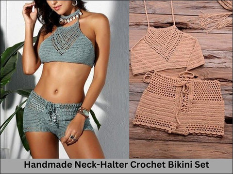Handmade Crochet Neck-Halter Bikini Set