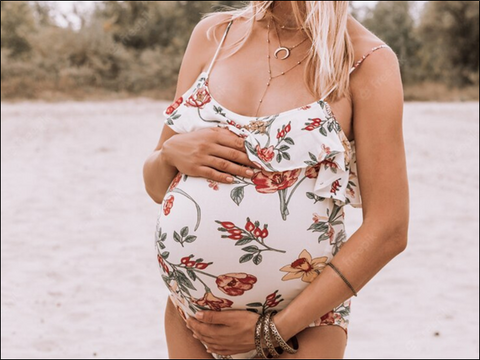 Belly Coverage Floral maternity swimsuit