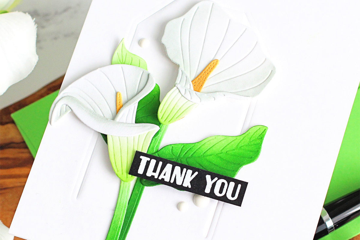 A thank-you card created with die cutting technique #4: debossing