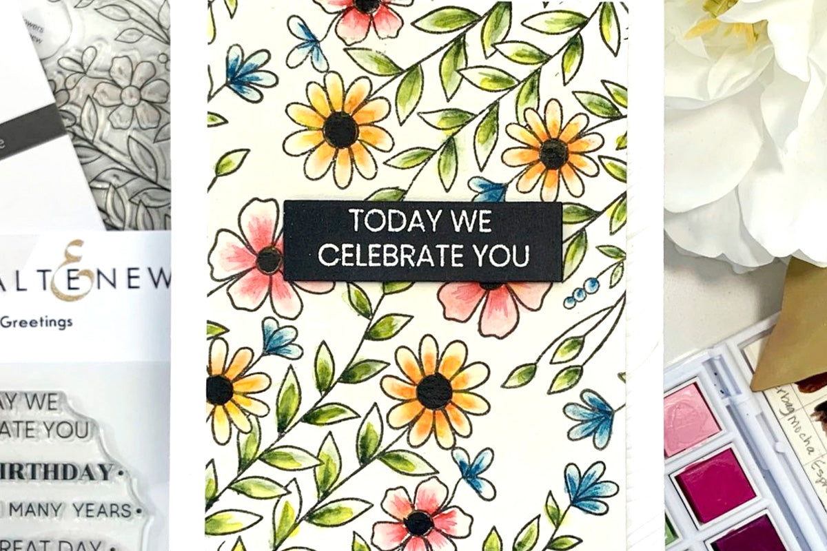 Make beautiful watercolor-stamped images with this floral stamp set!