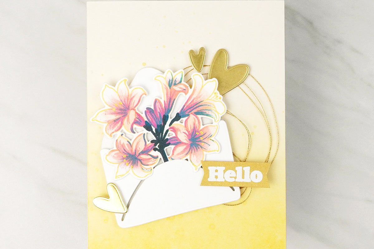 DIY hello card decorated with Altenew's Lovely Envelope Die Set