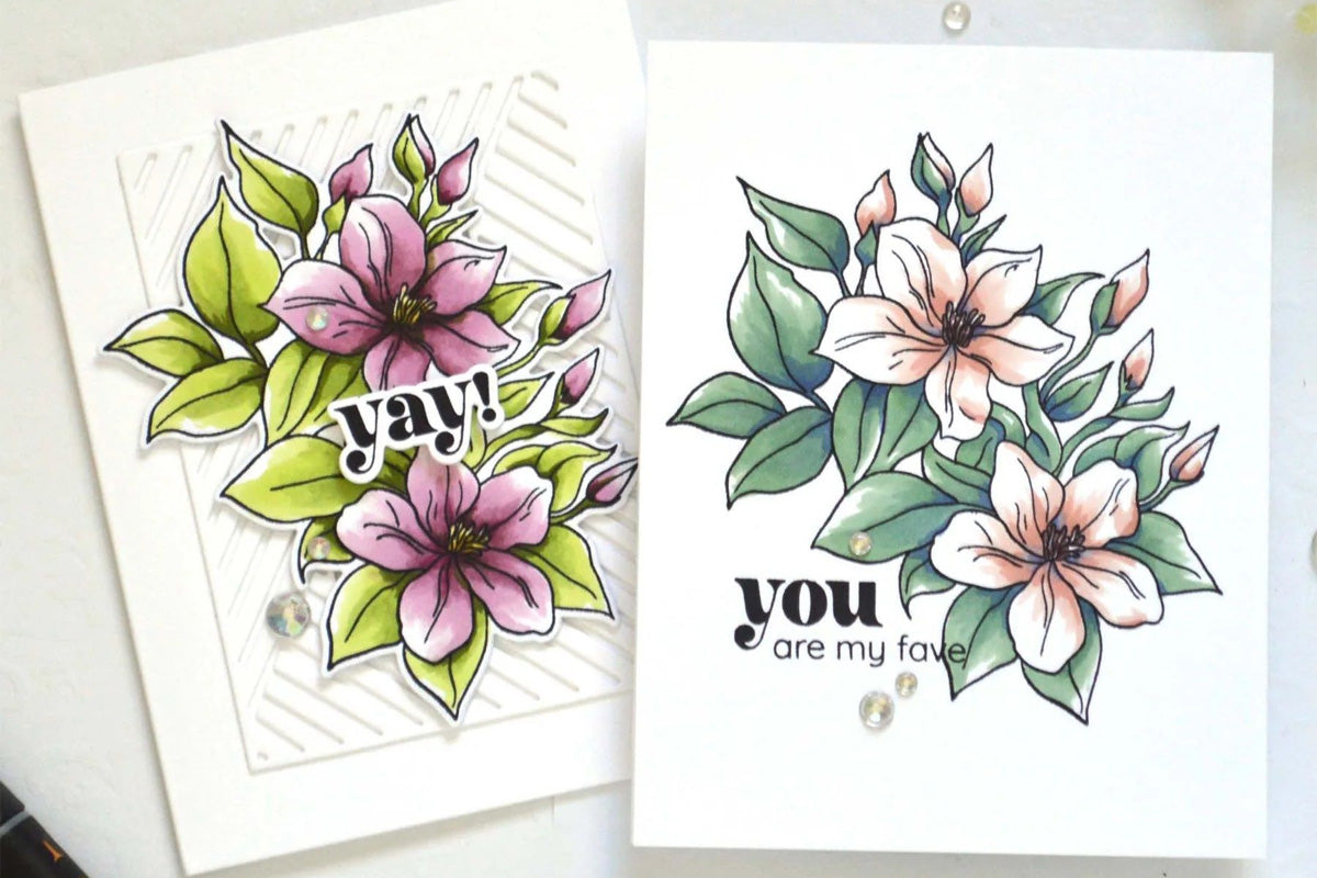 Two greeting cards with floral focal points created with Altenew's Artist Alcohol Markers