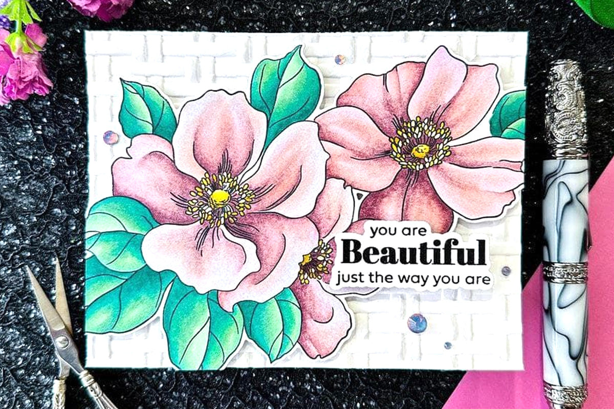 An appreciation card with a floral focal point created with Altenew's Artist Alcohol Markers