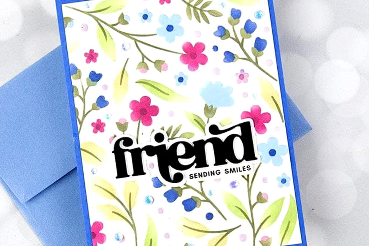 A "friend" card created with Altenew's Acrylic Markers Vol.1 set by Jennifer McGuire