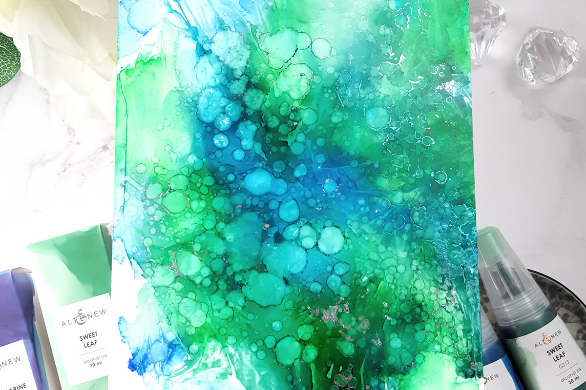 Alcohol ink panel made with Altenew alcohol inks