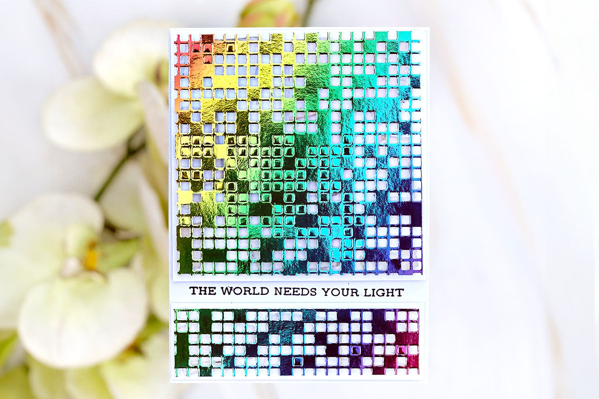 Colorful geometric greeting card made with Altenew PixelGrid Cover Die