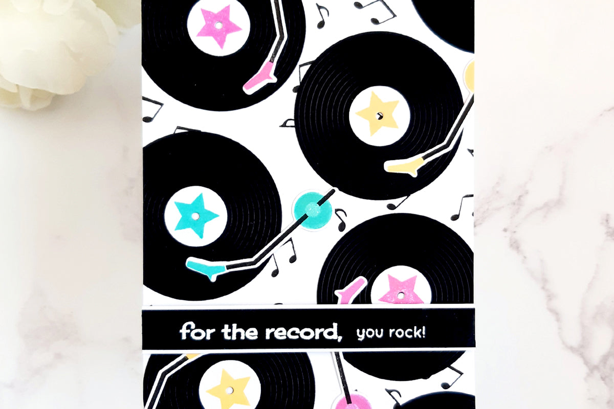 Cute and colorful vinyls on a handmade card