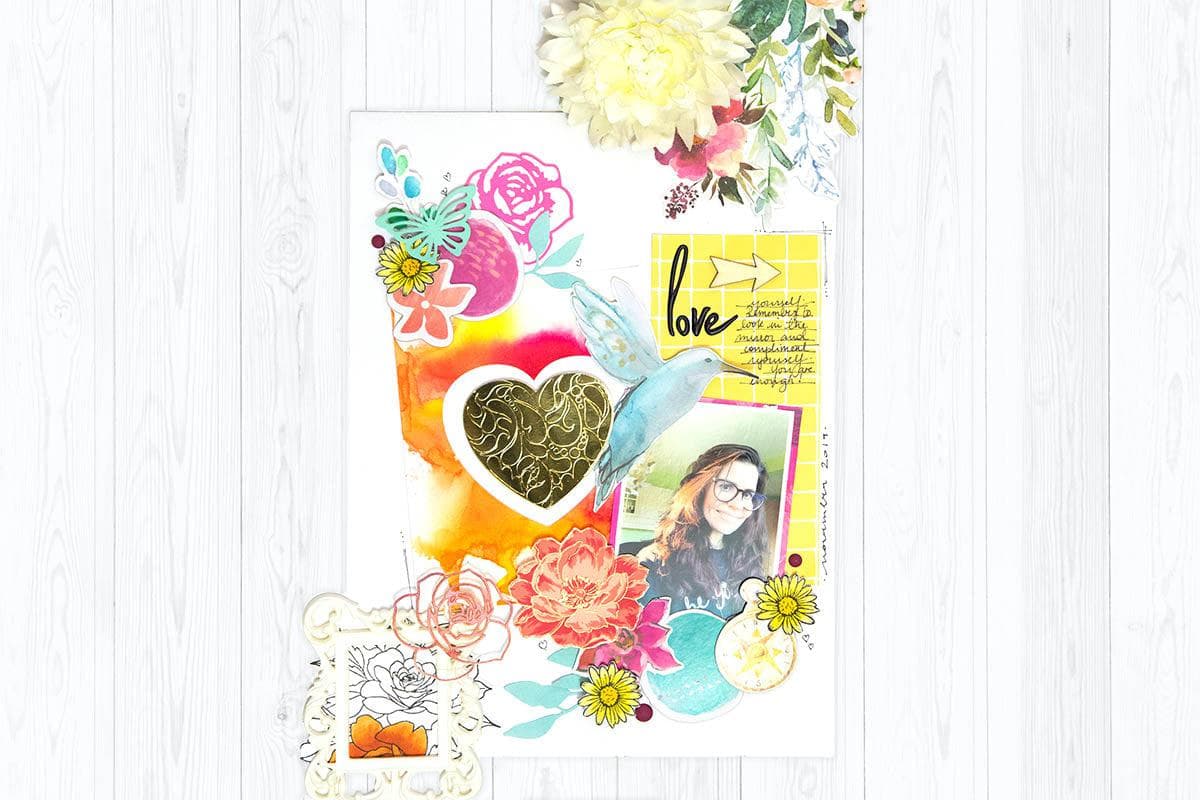 Scrapbook page with acetate die-cut stickers