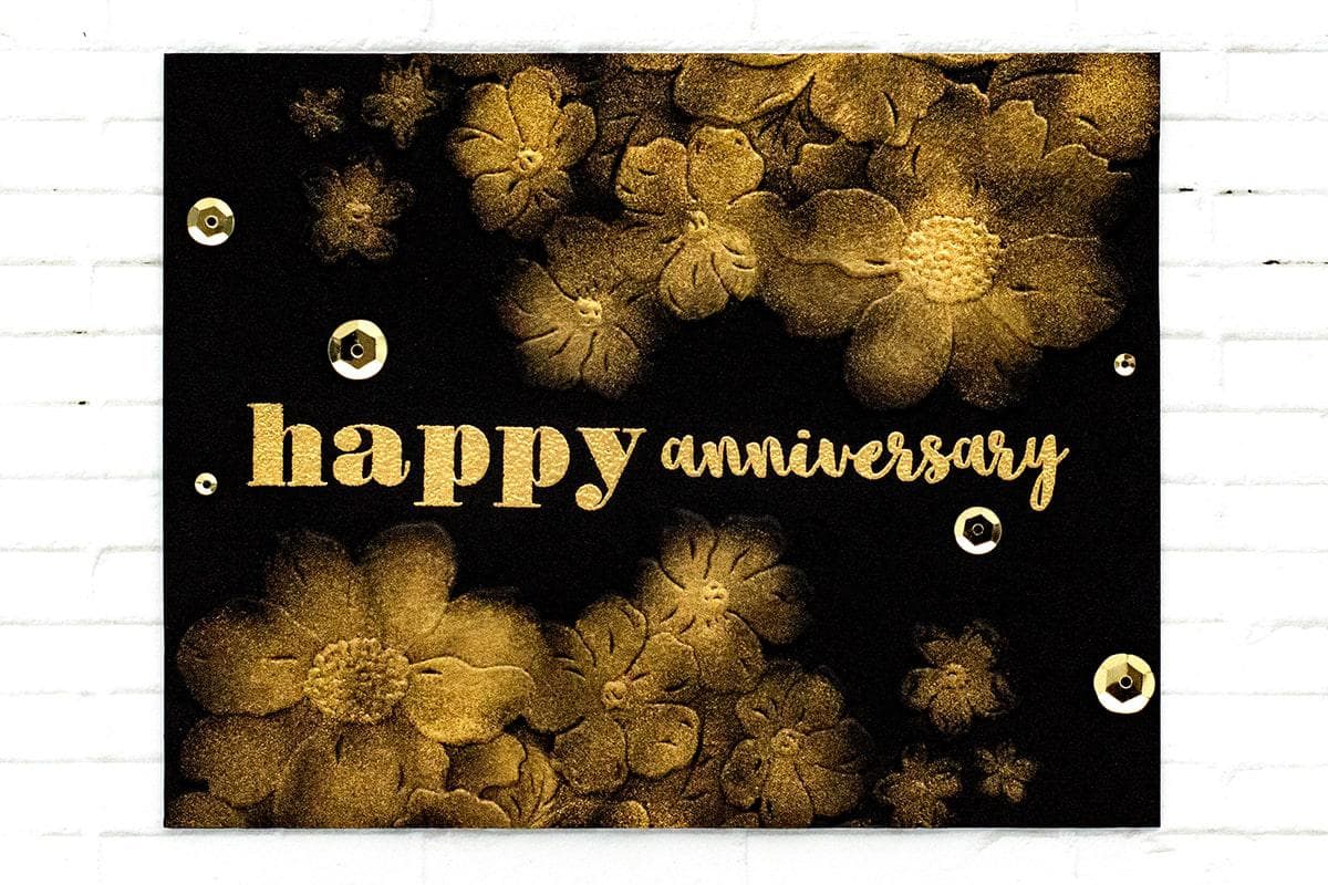 Gold heat-embossed handmade card