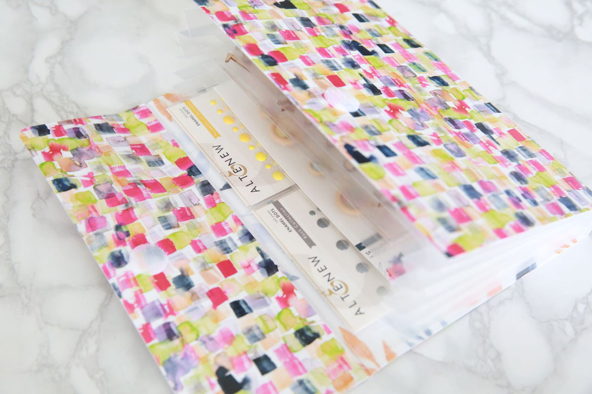 DIY expanding file folder made with scrapbook patterned paper