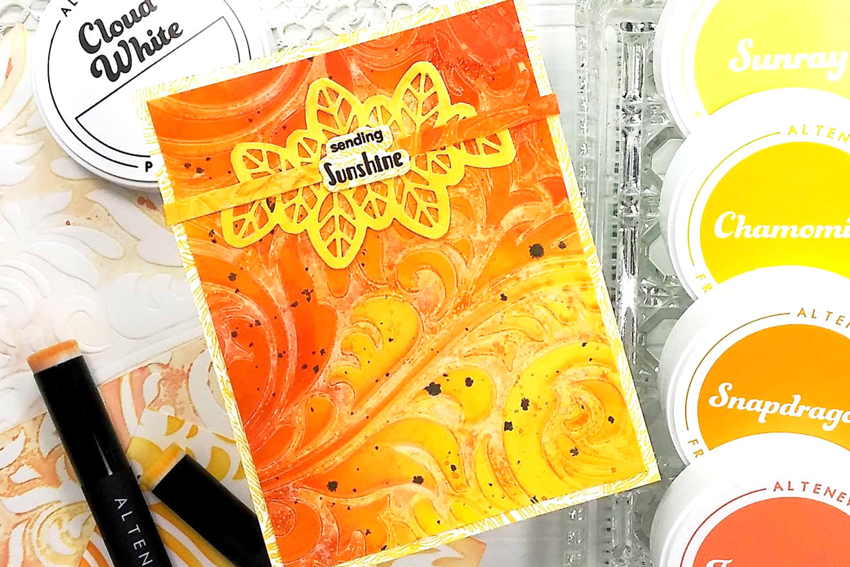 A pretty orange hue-themed card made with the best fresh dye inks for crafting!