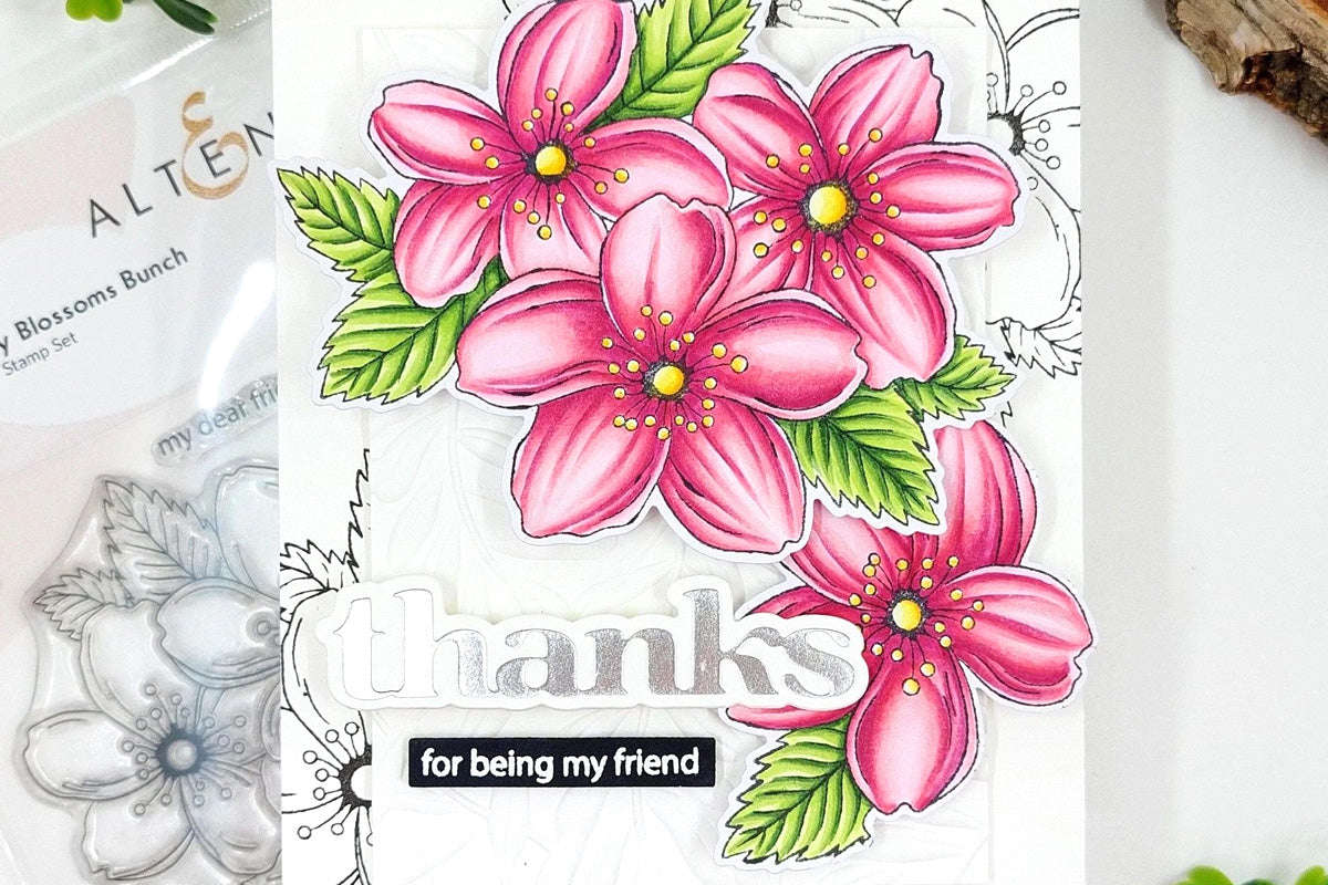 A floral thank-you card created with easy die-cutting techniques