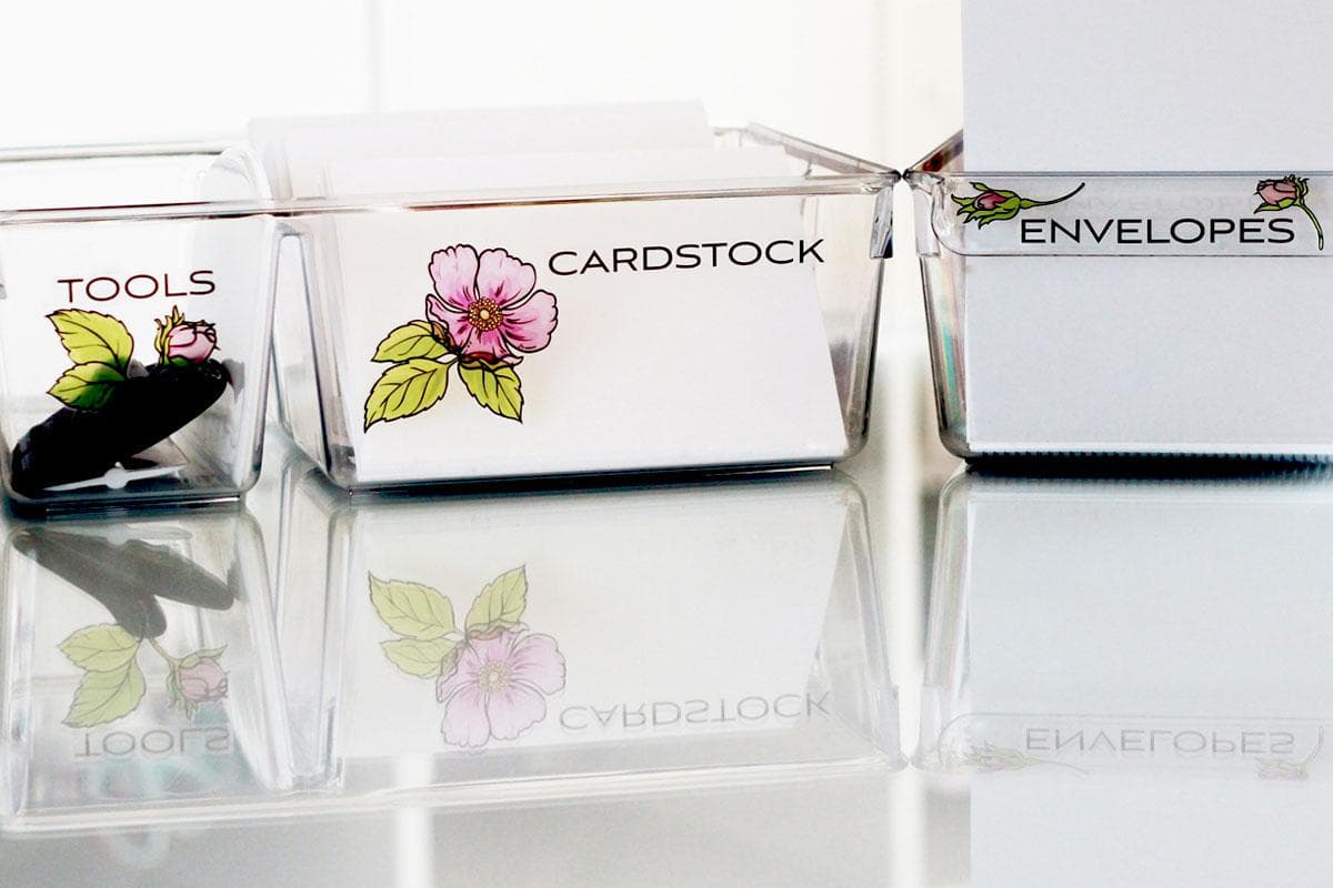 Cardstock storage using Craft Room Organization decal set