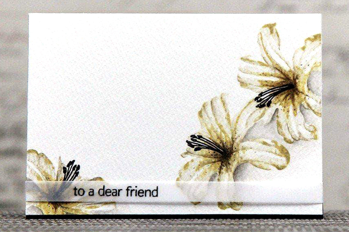 Clean, simple and elegant handmade card idea with stamped flowers