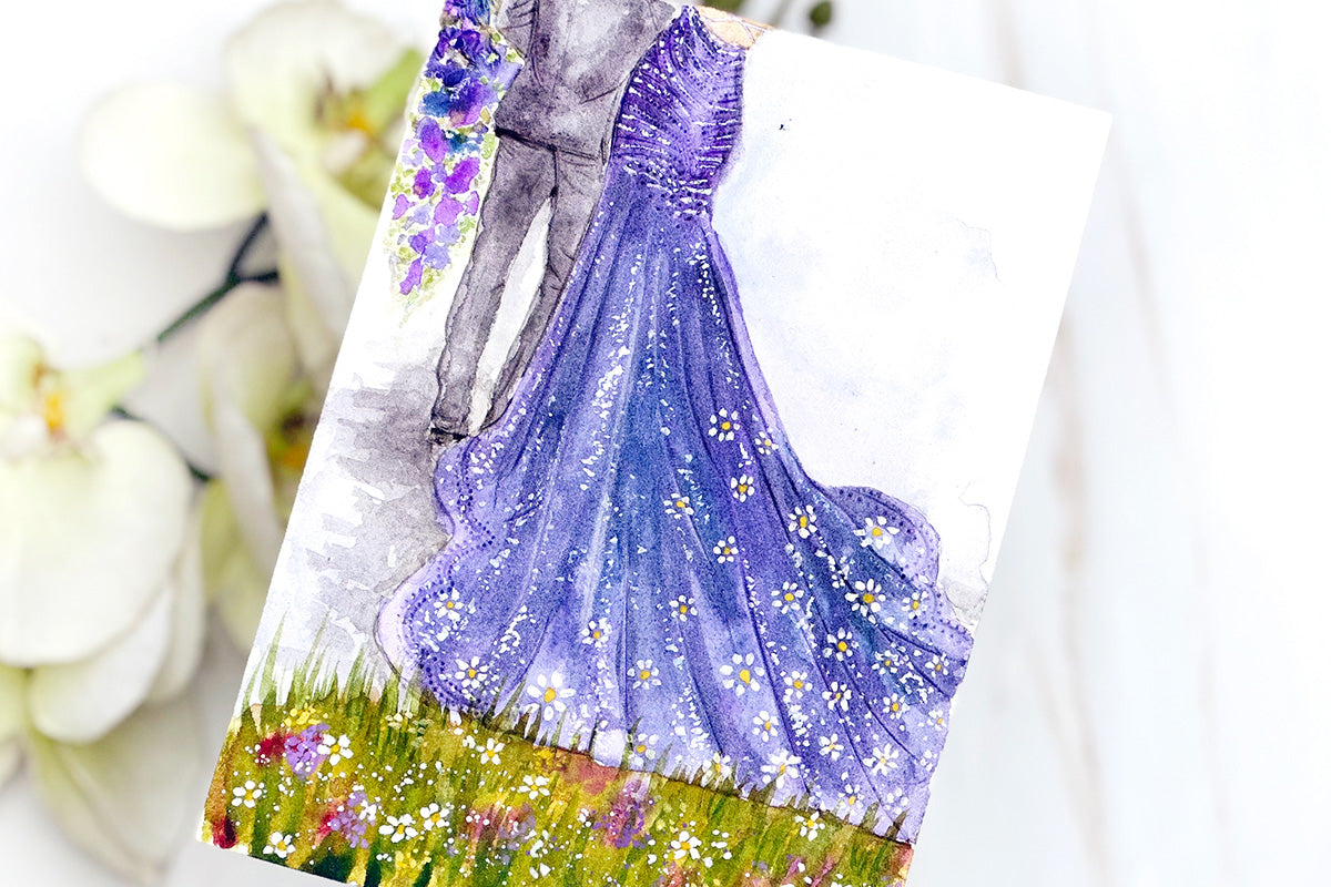 Beautiful and elegant watercolored wedding card