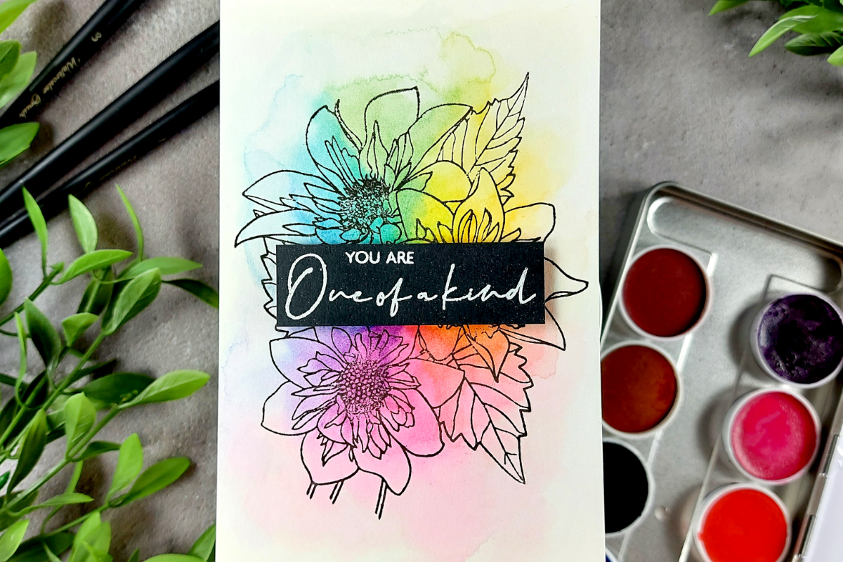 Create beautiful watercolor art with this outline stamp set!