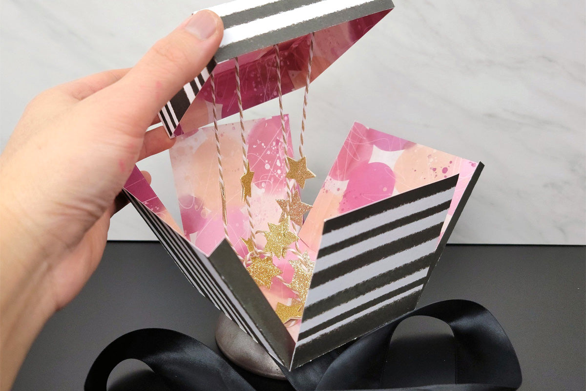 DIY gift box made with Altenew scrapbook patterned paper