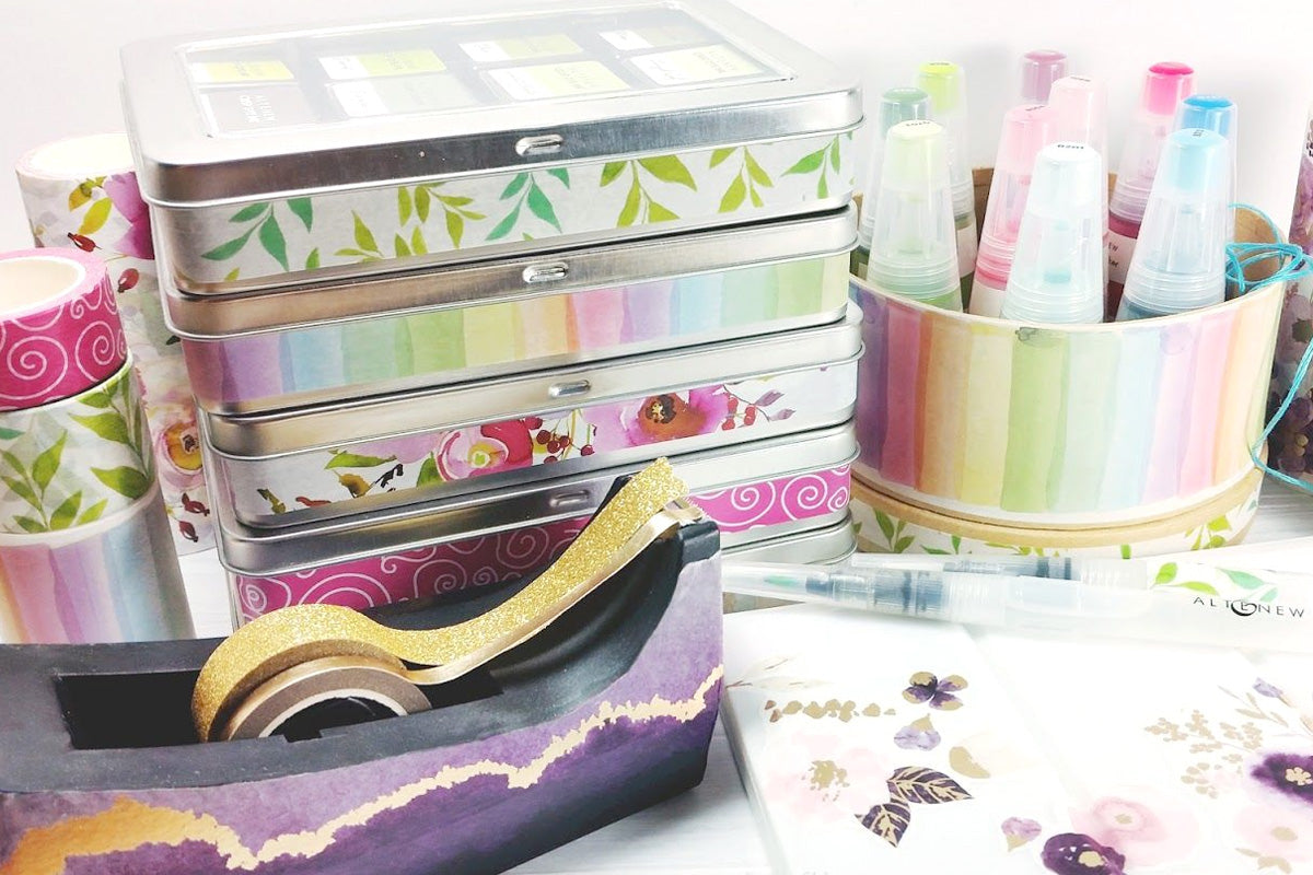 Here's a fun idea for washi tape projects for home decor - decorate your paper crafting supplies!