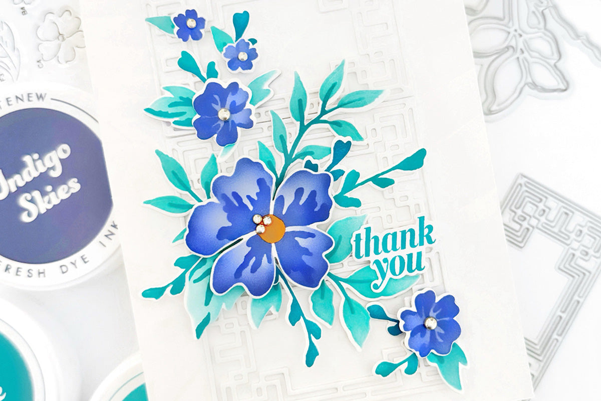Simple and elegant thank you card with blue flowers