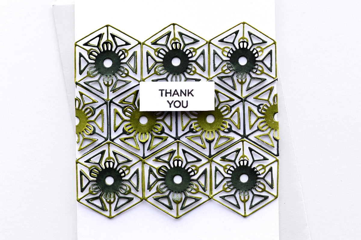 Geometric thank you card made with Altenew mini stamps and dies