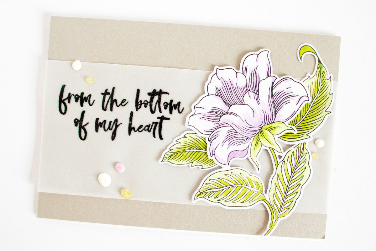 Simple floral card with decorative embellishments