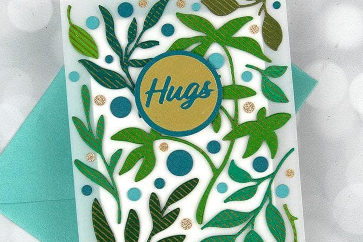 Unique handmade card idea by Jennifer McGuire featuring Altenew's Zero Waste Leaf Pattern