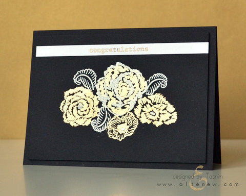 Gold embossed Scribbled Flowers large