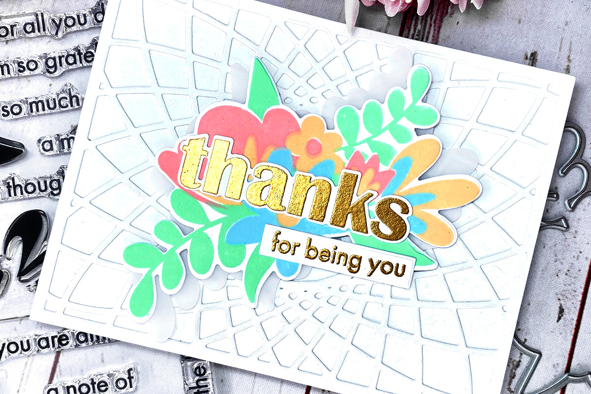 Make beautiful floral thank you cards with this gratitude-themed stamp and die set!