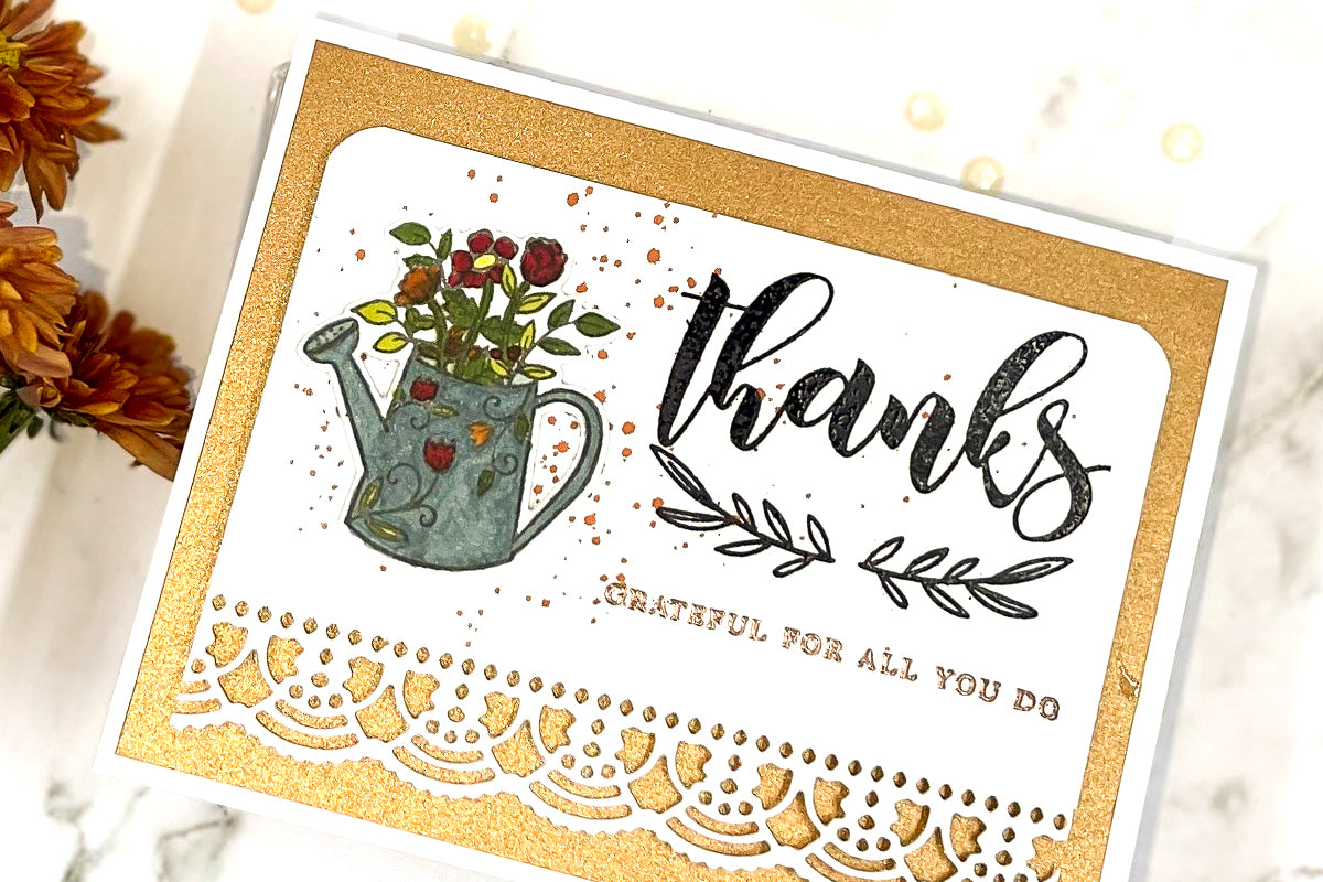 Craft sparkling thank you cards without the messiness of glitter with this golden cardstock pack!