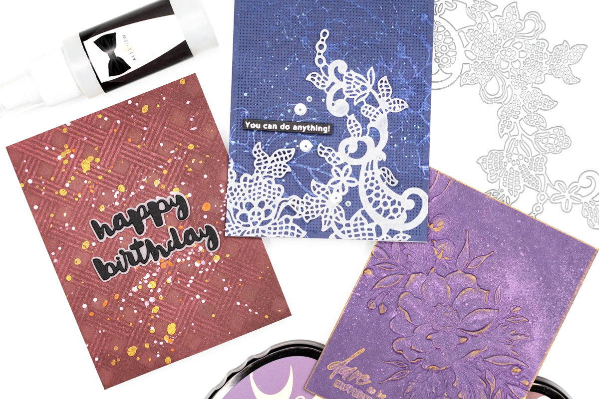 3 DIY Cards Made With Ink Blending and Water Stamping Techniques