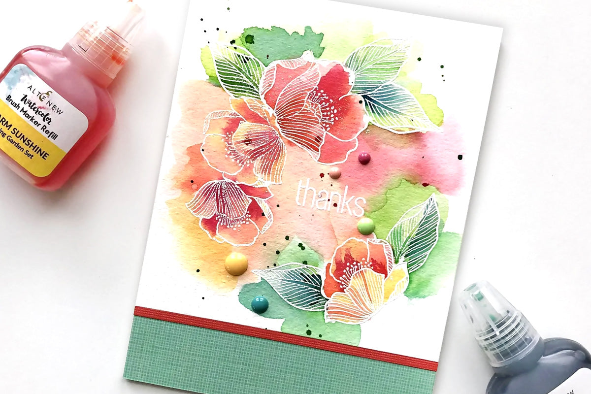 Add gorgeous colors to your cards with the vibrant hues of the best liquid watercolors on the market at Altenew!